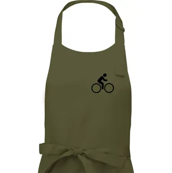 Kuchyňská zástěra Obrázek kola na prsu - ikona panáček - Pánská zástěra na vaření - Univerzální velikost ( Khaki )