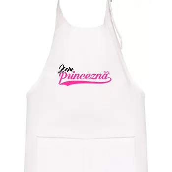 Kuchyňská zástěra Psací písmo - Jsem Princezna - Dětská zástěra na vaření - Univerzální velikost ( Bílá )
