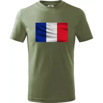 Francouzská vlajka obdélník - Tričko dětské bavlněné - 146 cm/10 let ( Khaki )