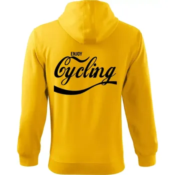Pánská mikina Enjoy Cycling - Mikina s kapucí na zip trendy zipper - 3XL ( Žlutá )