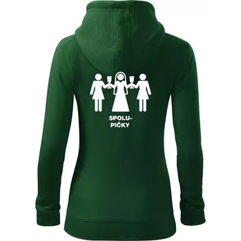 Dámská mikina Spolu pičky (Hana-creative) - Dámská mikina trendy zipper s kapucí - XS ( Lahvově zelená )