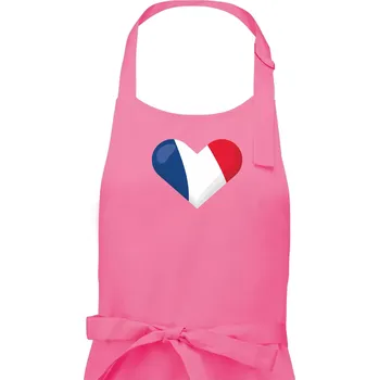 Kuchyňská zástěra Francouzská vlajka srdce - Pánská zástěra na vaření - Univerzální velikost ( Růžová )