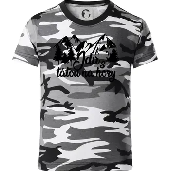 Chlapecké tričko Jdu s tátou na hory - Dětské maskáčové triko - 146 cm/10 let ( Šedý maskáč )