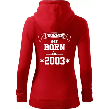 Dámská mikina Legends are born in 2003 - Dámská mikina trendy zipper s kapucí - M ( Červená )