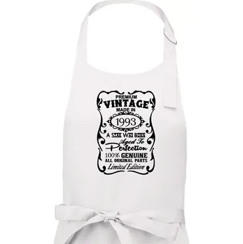 Kuchyňská zástěra Vintage Etiketa - 1993 - Dámská zástěra na vaření - Univerzální velikost ( Bílá )