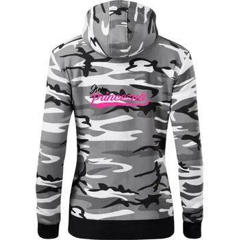 Dámská mikina Psací písmo - Jsem Princezna - Dámská mikina trendy zipper s kapucí - L ( Šedý maskáč )
