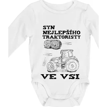Syn nejlepšího traktoristy ve vsi - Body kojenecké s dlouhým rukávem - Dlouhý r. do 3 měs ( Bílá )