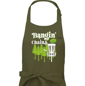 Kuchyňská zástěra Bangin chains disc golf - Pánská zástěra na vaření - Univerzální velikost ( Khaki )