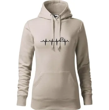 Dámská mikina EKG pivo - Mikina dámská Cape s kapucí - S ( Ledově šedá )