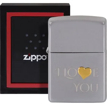 ZIPPO chrom poliert Emlem Herz "I love YOU"