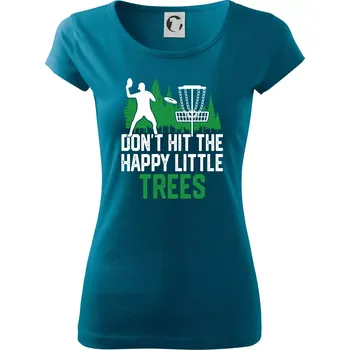 Dámské tričko Disc golf happy little trees - Dámské triko Pure - XS ( Petrolejová )