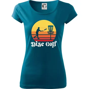 Dámské tričko Disc golf postava vintage - Dámské triko Pure - S ( Petrolejová )