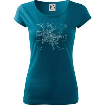 Dámské tričko Mapy měst černobílé Klatovy - Dámské triko Pure - XS ( Petrolejová )