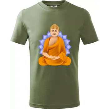 Budha barevný - Tričko dětské bavlněné - 104-110cm / 3-4 roky ( Khaki )