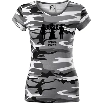 Dámské tričko Spolu pičky (Hana-creative) - Dámské maskáčové triko - L ( Šedý maskáč )