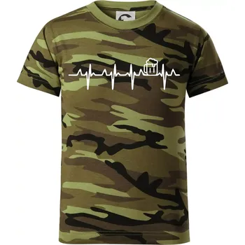 EKG pivo - Dětské maskáčové triko - 122 cm/6 let ( Zelený maskáč )