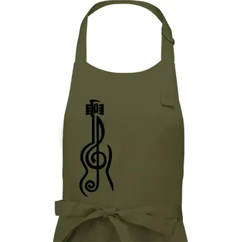 Kuchyňská zástěra Houslový klíč kytara - Pánská zástěra na vaření - Univerzální velikost ( Khaki )