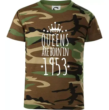 Queens are born in 1953 - Dětské maskáčové triko - 146 cm/10 let ( Hnědý maskáč )