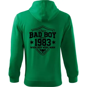 Pánská mikina Bad boy since 1983 - Mikina s kapucí na zip trendy zipper - M ( Středně zelená )