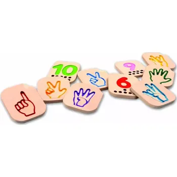 Dřevěná hračka Prstová abeceda - číslice 1-10