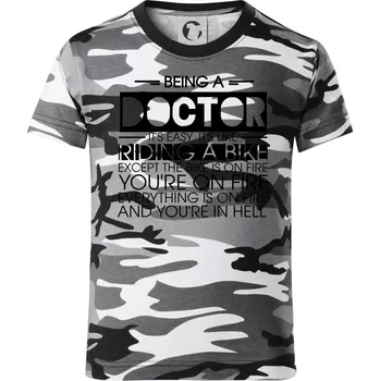 Chlapecké tričko Being a doctor - bike - Dětské maskáčové triko - 104-110cm / 3-4 roky ( Šedý maskáč )