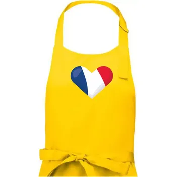 Kuchyňská zástěra Francouzská vlajka srdce - Dámská zástěra na vaření - Univerzální velikost ( Žlutá )