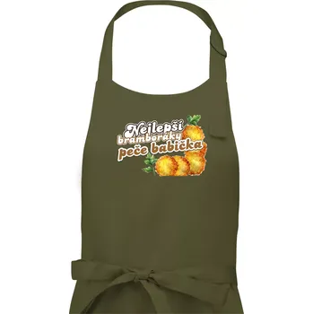 Kuchyňská zástěra Nejlepší bramboráky peče babička - Dámská zástěra na vaření - Univerzální velikost ( Khaki )