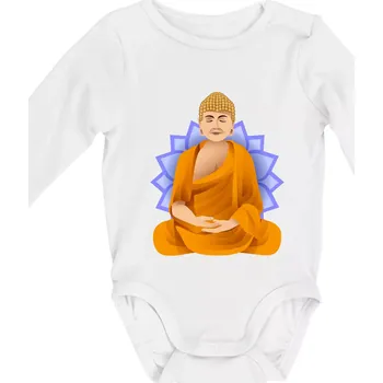Kojenecký body Budha barevný - Body kojenecké s dlouhým rukávem - Dlouhý r. do 3 měs ( Bílá )