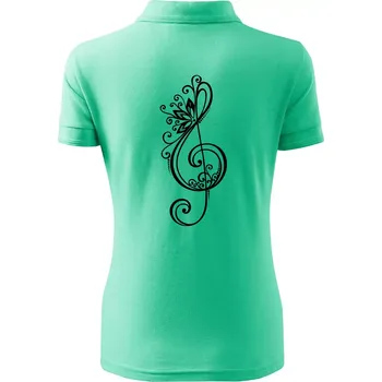 Houslový klíč kytky - Polokošile dámská Pique Polo - XS ( Mátová )