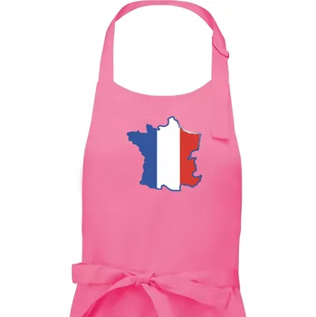 Kuchyňská zástěra Francouzská vlajka mapa obrys - Pánská zástěra na vaření - Univerzální velikost ( Růžová )
