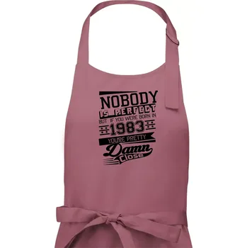 Kuchyňská zástěra Nobody is perfect - 1983 - Pánská zástěra na vaření - Univerzální velikost ( Starorůžová )