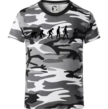 Chlapecké oblečení Evoluce budha - Dětské maskáčové triko - 122 cm/6 let ( Šedý maskáč )