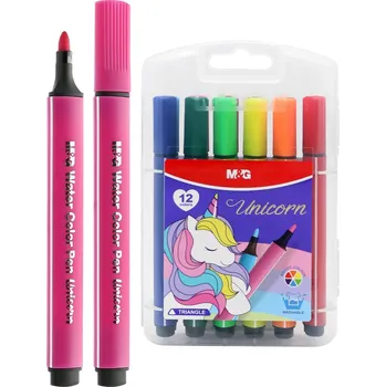 Fixy vodové, trojhranné M&G Unicorn - sada 12 ks M&G