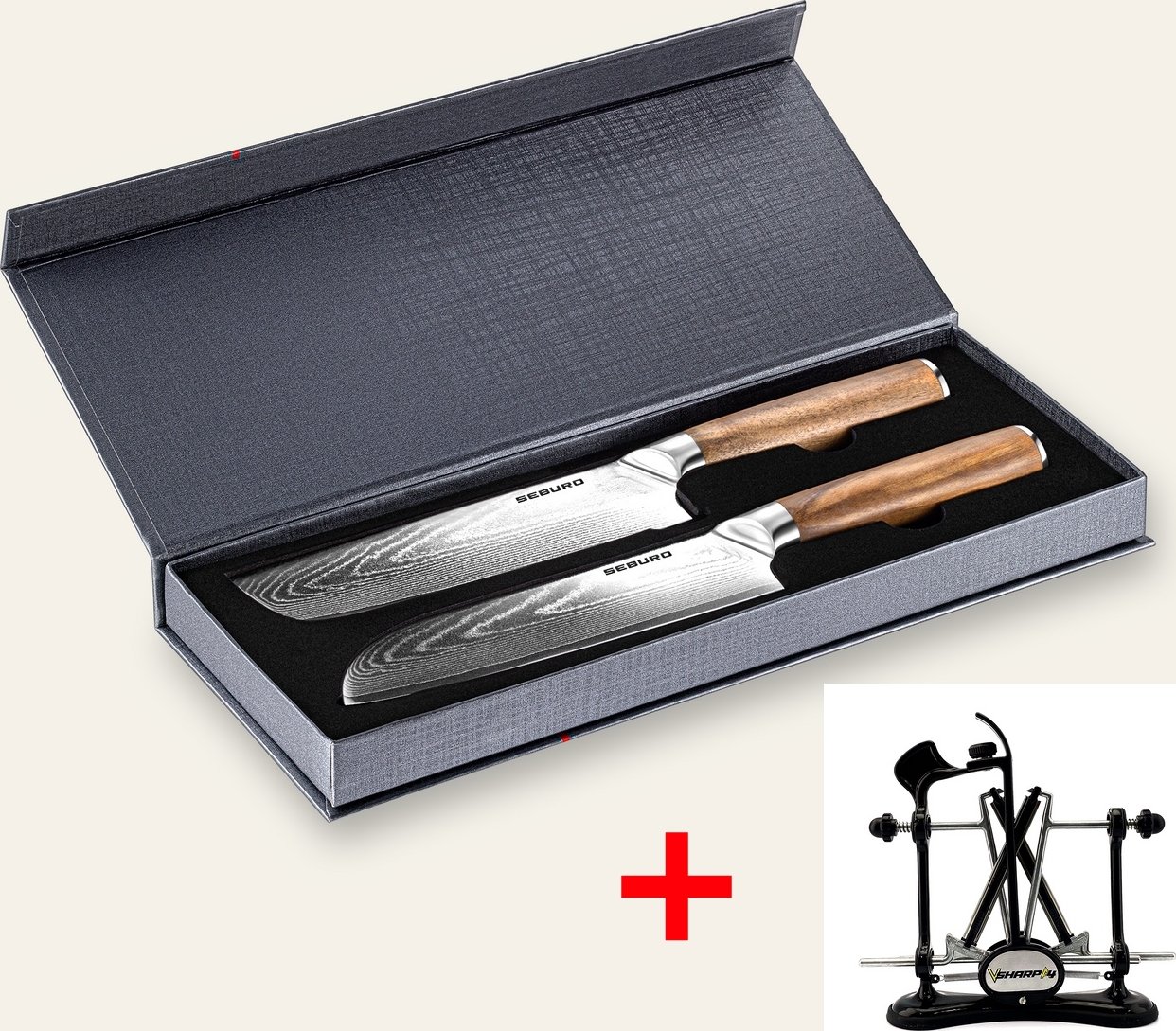 Sada HOKORI Duo s ostřičem V-Sharp (Nakiri 170mm + Santoku 175mm)