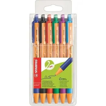 Kuličkové pero STABILO pointball - sada 6 barev