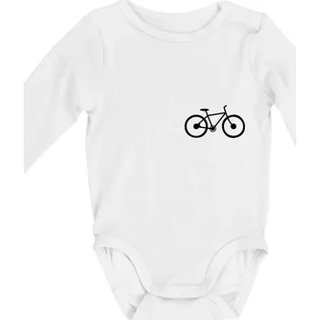 Kojenecké oblečení Obrázek kola na prsu horské kolo - Body kojenecké s dlouhým rukávem - Dlouhý r. do 3 měs ( Bílá )