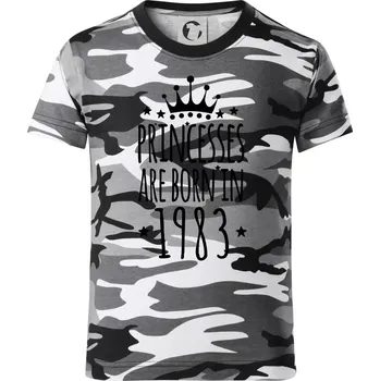 Chlapecké tričko Princesses are born in 1983 - Dětské maskáčové triko - 104-110cm / 3-4 roky ( Šedý maskáč )