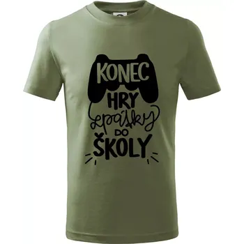 Konec hry, zpátky do školy - Tričko dětské bavlněné - 146 cm/10 let ( Khaki )