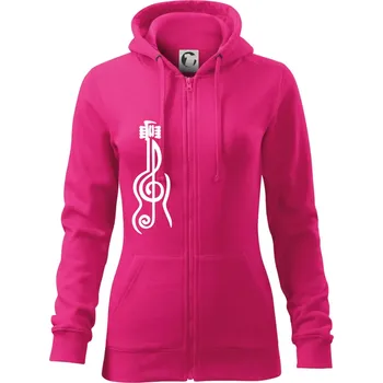 Dámská mikina Houslový klíč kytara - Dámská mikina trendy zipper s kapucí - XL ( Purpurová )