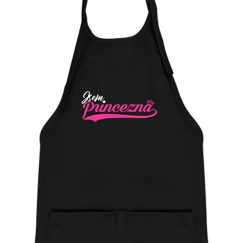 Kuchyňská zástěra Psací písmo - Jsem Princezna - Dětská zástěra na vaření - Univerzální velikost ( Černá )