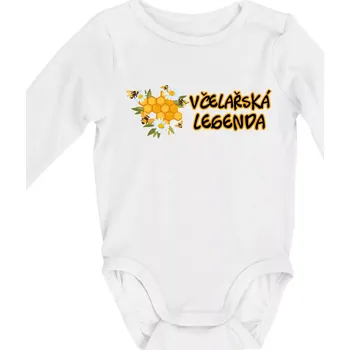 Včelařská legenda - Body kojenecké s dlouhým rukávem - Dlouhý r. do 3 měs ( Bílá )