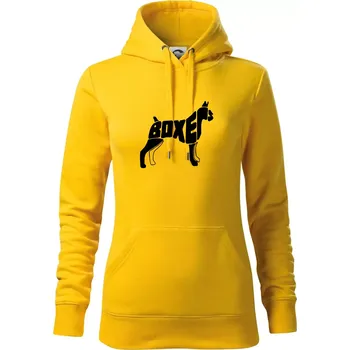 Dámská mikina Boxer nápis v těle - Mikina dámská Cape s kapucí - XS ( Žlutá )
