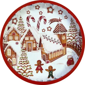 Plechový podnos TORO 26cm perníčková vesnička