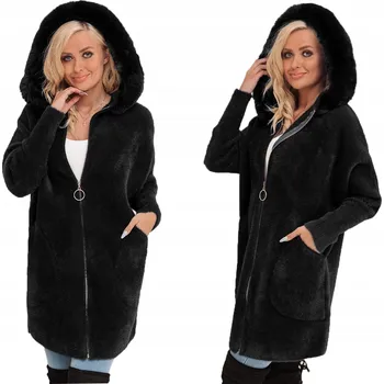 Dámský kabát Soprato dámský kabát oversize S KAPUCÍ S KOŽÍŠKEM přechodný univerzální
