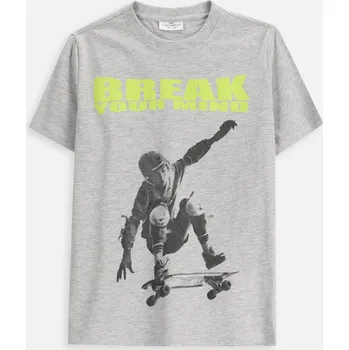 Dětské šedé tričko pro chlapce s krátkým rukávem, velikost 134 Coccodrillo ZC5