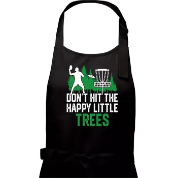 Kuchyňská zástěra Disc golf happy little trees - Pánská zástěra na vaření - Univerzální velikost ( Černá )