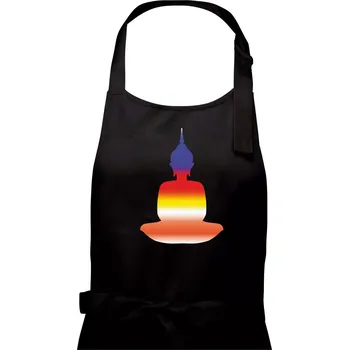 Kuchyňská zástěra Budha duhový - Dámská zástěra na vaření - Univerzální velikost ( Černá )