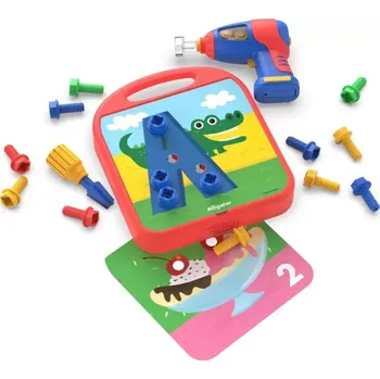 Dřevěná hračka Motorický kufřík - abeceda a číslice