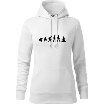 Dámská mikina Evoluce budha - Mikina dámská Cape s kapucí - S ( Bílá )