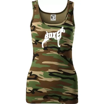 Dámské tričko Boxer nápis v těle - Dámské Maskáčové tílko - XL ( Hnědý maskáč )